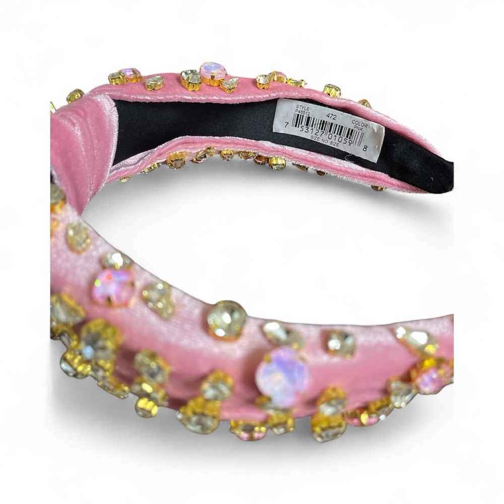 ✨ Rhinestone Knotted Velvet Headband – Pink Rainbow Crystal ✨ - Picture 9 of 10